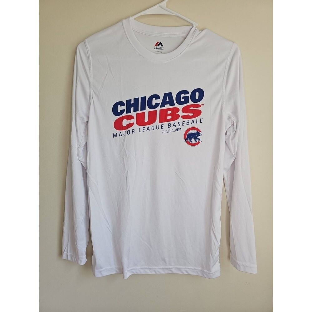 Youth MLB Chicago Cubs Long Sleeve T-Shirt, Large 14/16 White